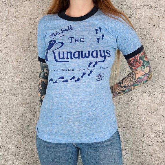 70's Vintage Mike Smith and the Runaways Rock Band Music Ringer Tee Shirt T-Shirt
