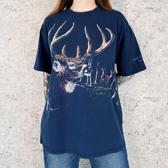 90's Vintage Nature Deer and Bucks Tee Shirt T-Shirt