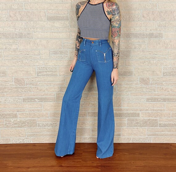 1960's Maverick Wide Leg Bell Jeans / Size 22 XXS