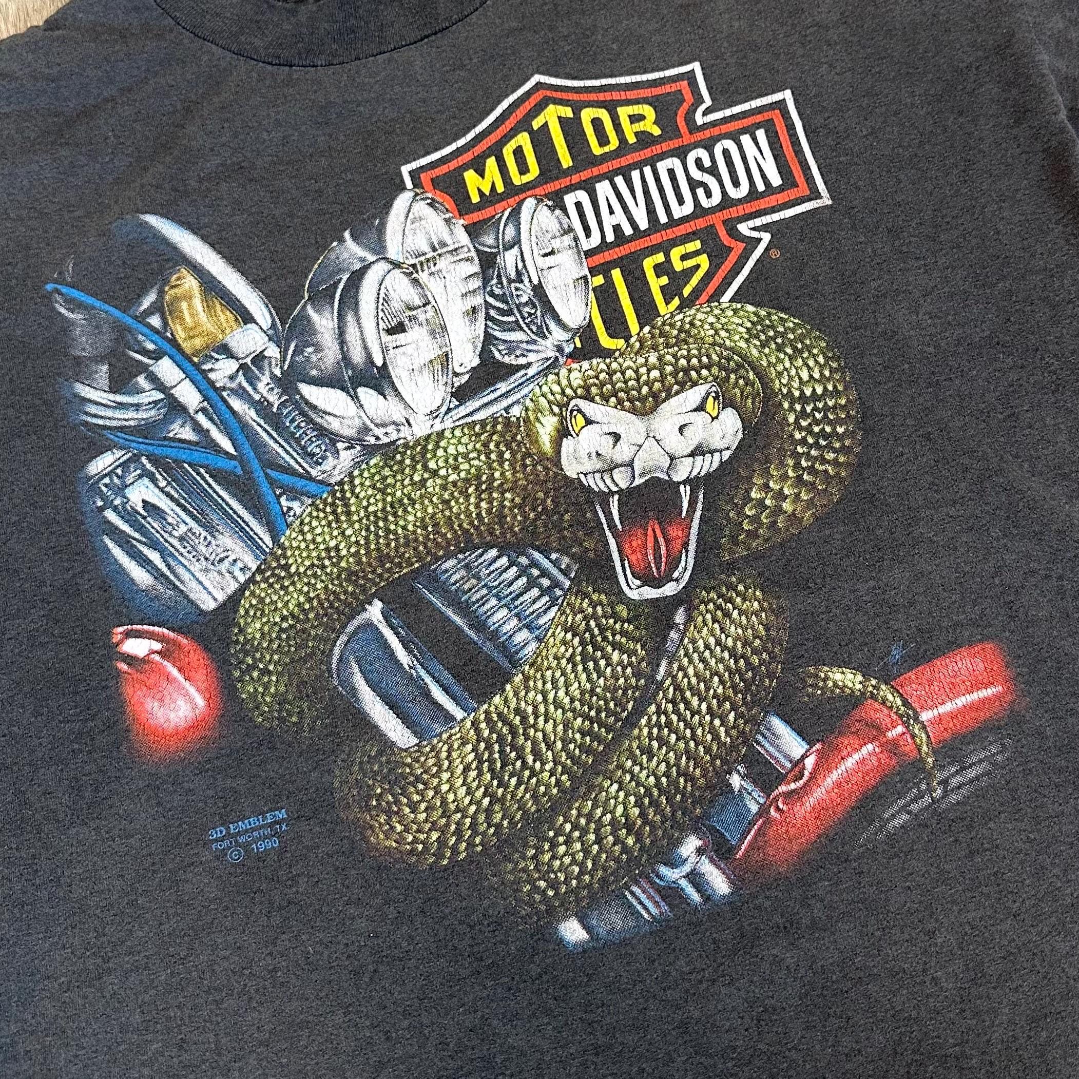 3d emblemハーレーt HarleydavidsonTシャツ 1990 Vintage 1990 Harley Davidson Motorcycles 3D Emblem Fort