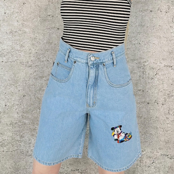 Mickey Unlimited Vintage Disney Long Baggy Jean Shorts / Size 26 27