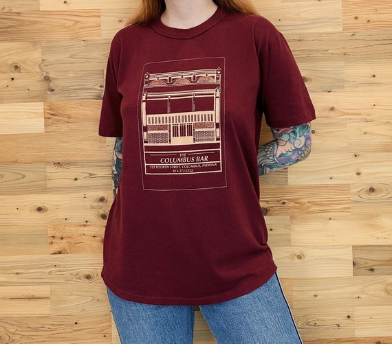 80's Vintage The Columbus Bar Indiana Tee Shirt T-Shirt