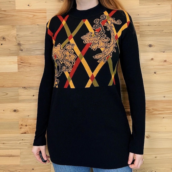 Louis Féraud Vintage Designer Merino Wool Knit Sweater Top