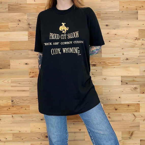 80's Cody Wyoming Proud Cut Saloon Western Cowboy Tee Shirt T-Shirt
