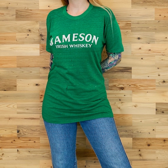 70's Vintage Jameson Irish Whiskey Thrashed Paper Thin Threadbare Retro Soft Tee Shirt T-Shirt