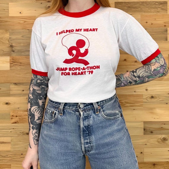 1979 Vintage Jump Rope for Heart Ringer Tee Shirt T-Shirt