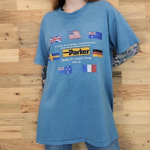 80's Vintage Parker Motion & Control Group Thin Soft Faded Tee Shirt T-Shirt
