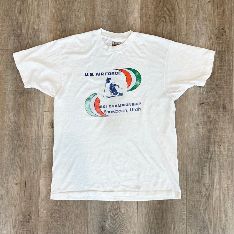 80's Vintage Paper Thin Soft U.S. Air Force Ski Championship Snowbasin Utah Tee Shirt T-Shirt image 4