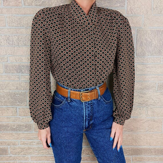 Mod 60's Daisy Print Lightweight Blouse