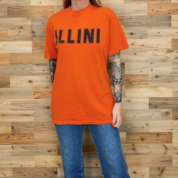 70's Vintage University of Illinois Fighting Illini Soft Retro College Tee Shirt T-Shirt