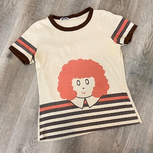 60's Vintage RARE Original Mod Little Orphan Annie Ringer Tee Shirt T-Shirt image 5