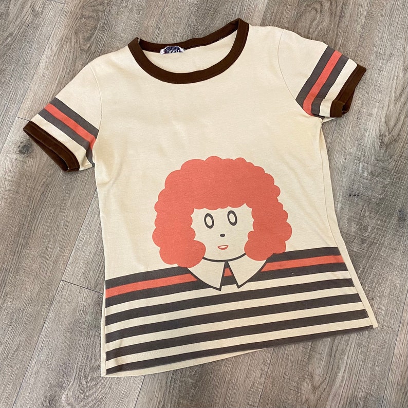 60's Vintage RARE Original Mod Little Orphan Annie Ringer Tee Shirt T-Shirt image 5