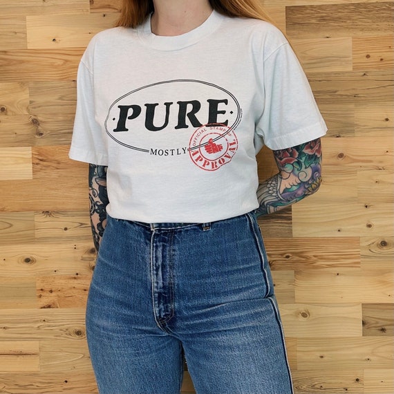 80's Funny Mostly Pure Official Stamp of Approval Humor Tee Shirt T-Shirt