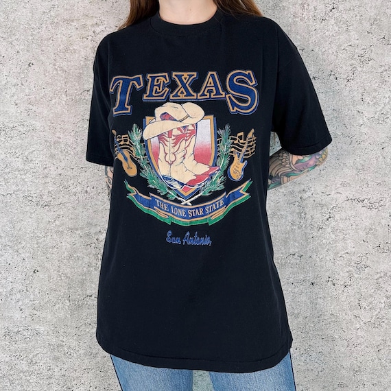 90's Vintage Texas Lone Star State San Antonio Travel Tee Shirt T-Shirt