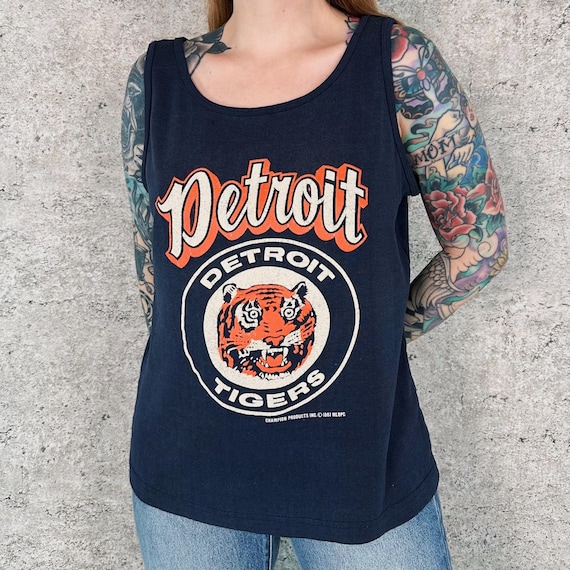 80's Detroit Tigers Vintage Champion Sleeveless Tank Top T-Shirt