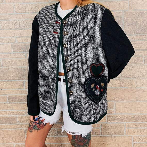 Vintage Tweed Embroidered Blazer Jacket