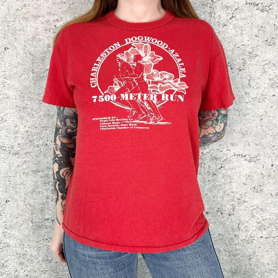 80's Vintage Marathon Charleston Dogwood-Azalea Race Tee Shirt T-Shirt