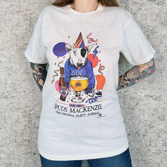 80's Bud Light Spuds Mackenzie Party Animal Vintage Tee Shirt T-Shirt