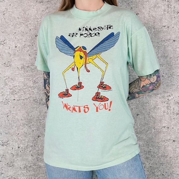 80's Minnesota Air Force Wants You! Soft Thin Vintage Tee Shirt T-Shirt