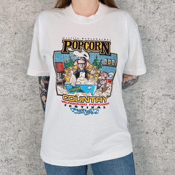 1988 Vintage Popcorn Festival Tee Shirt T-Shirt
