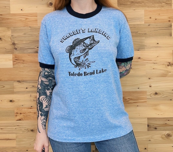 Vintage Fishing Shadow's Landing Toledo Bend Lake Soft Retro Ringer Tee Shirt T-Shirt
