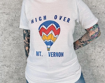 80's High Over Mt. Vernon Hot Air Balloon Tee Shirt T-Shirt