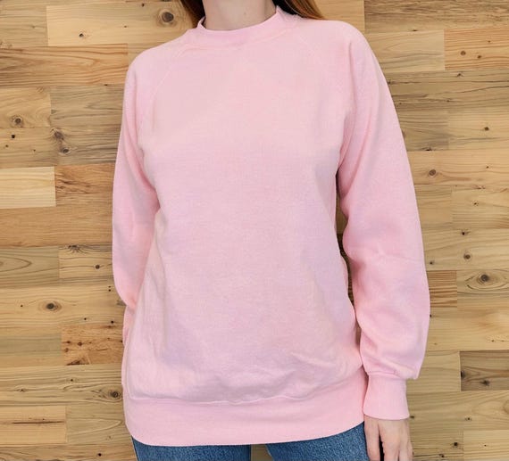 Soft Comfy 90's Vintage Baby Pink Raglan Pullover Sweatshirt