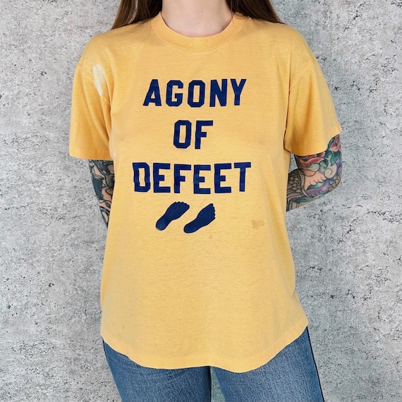 1970's Vintage Thrashed Worn Agony of Defeet Funny Soft Thin 70's Tee Shirt T-Shirt