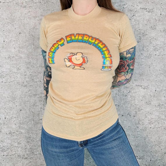 70's Ziggy Vintage Happy Everything Iron-On Thin Soft Tee Shirt T-Shirt