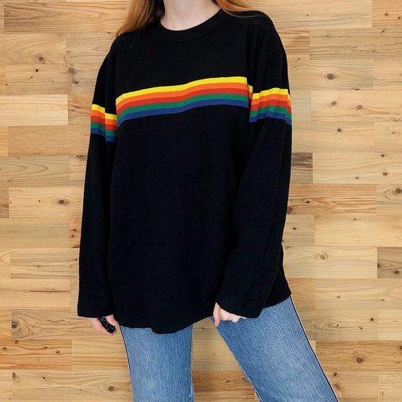 Rainbow Striped 90 s Vintage Unionbay Pullover Knit Sweater Top Etsy