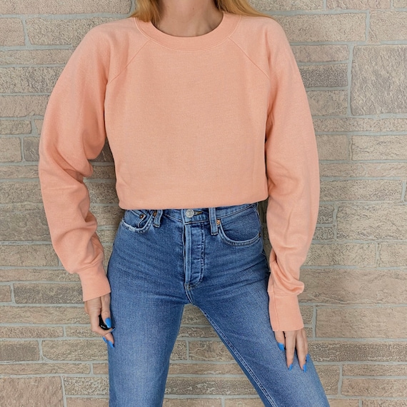 80's Soft Peach Raglan Pullover Sweatshirt