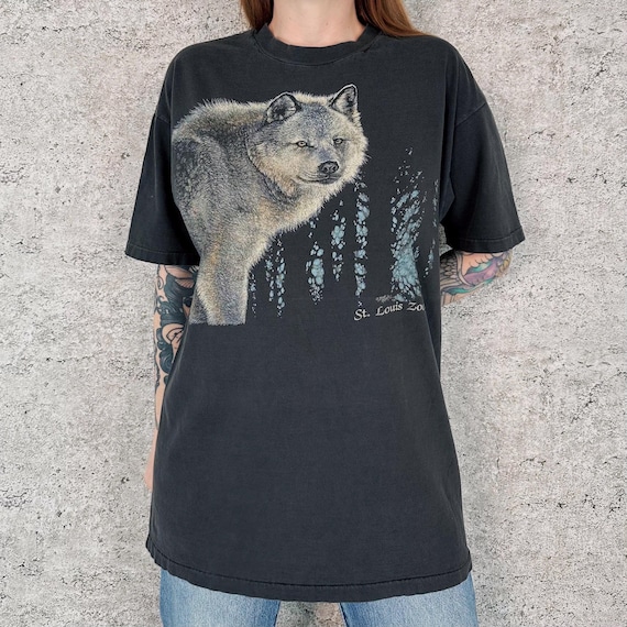 90's St. Louis Zoo Vintage Wolf Tee Shirt T-Shirt