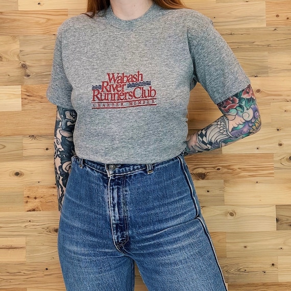 80's Soft Thin Vintage Wabash Runners Club Tee Shirt T-Shirt