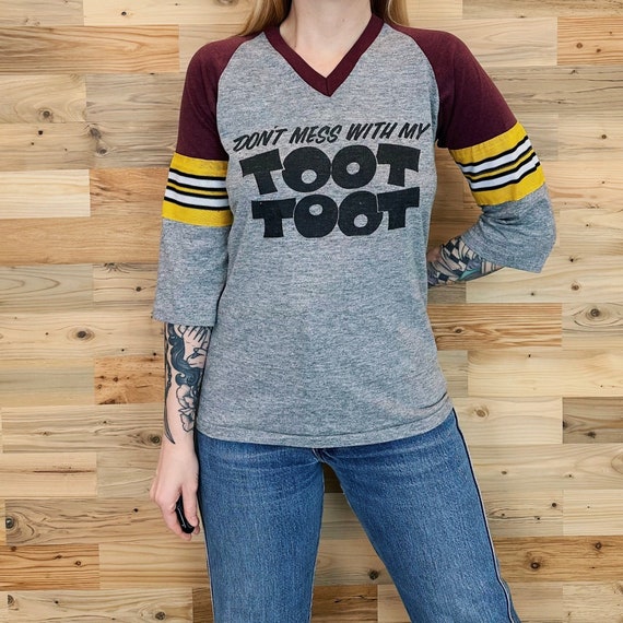 Vintage Don't Mess with My Toot Toot Raglan T Shi… - image 2