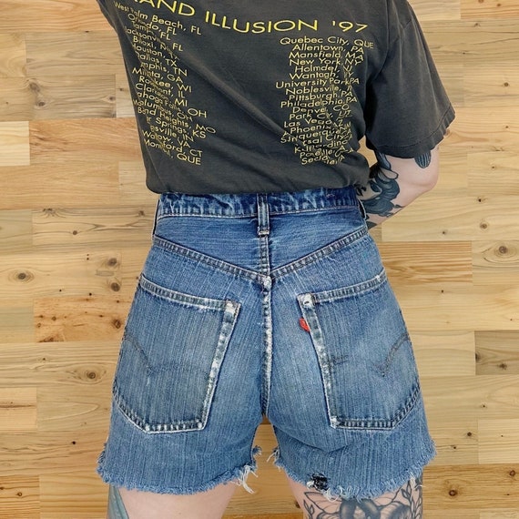 Levi's 505 Vintage Selvedge Redline 1960's Cut Off Patched Jean Shorts / Size 29