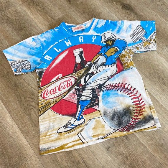 Coca-cola Vintage 90's All Over Print Coke Baseball Art Tee Shirt