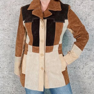 Vintage Brown Suede Patchwork Leather Jacket