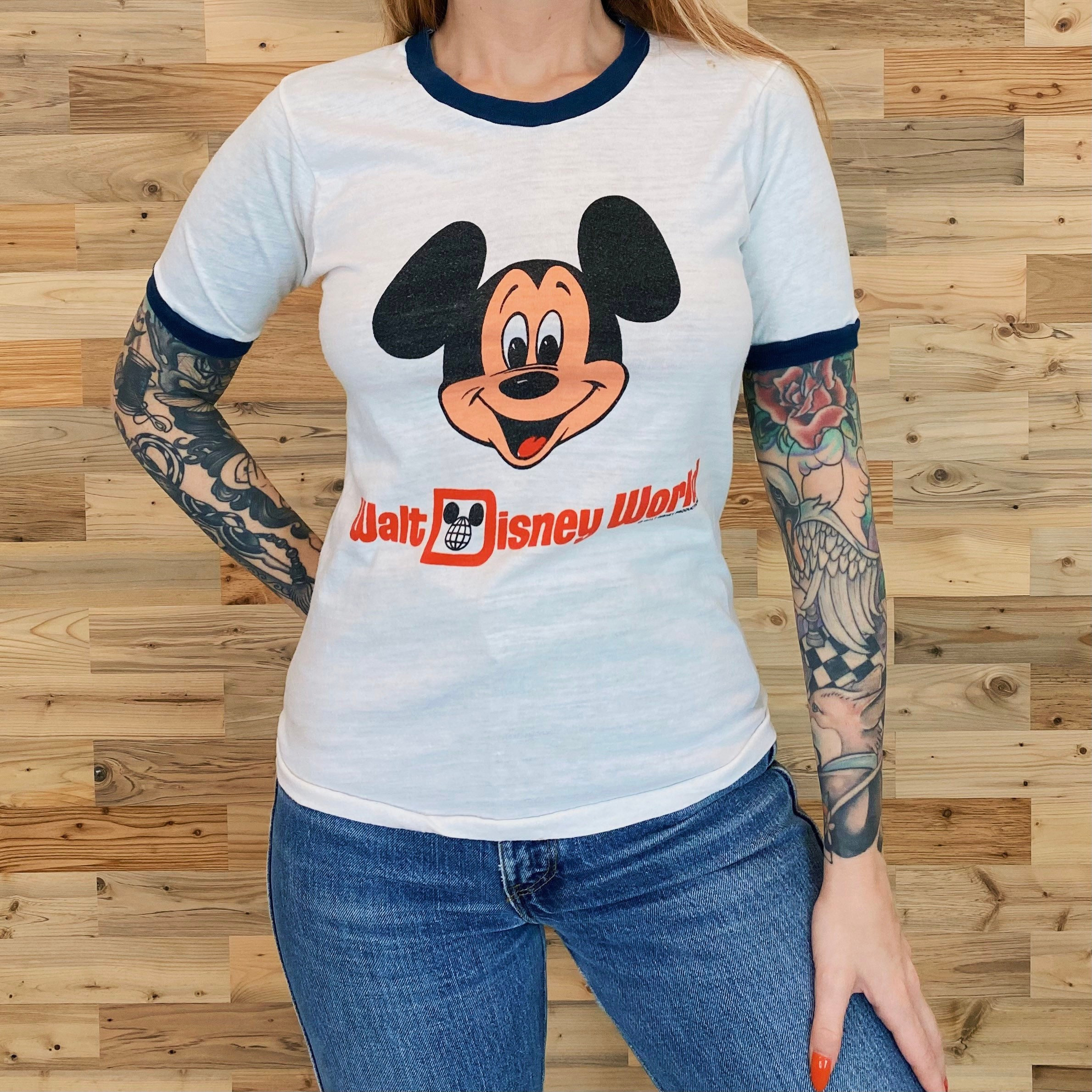 Maglietta Walt Disney World di Topolino Ringer degli anni 70