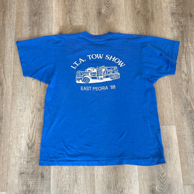 80's Paper Thin Soft Vintage Illinois Towing Association East Peoria Tee Shirt T-Shirt image 4