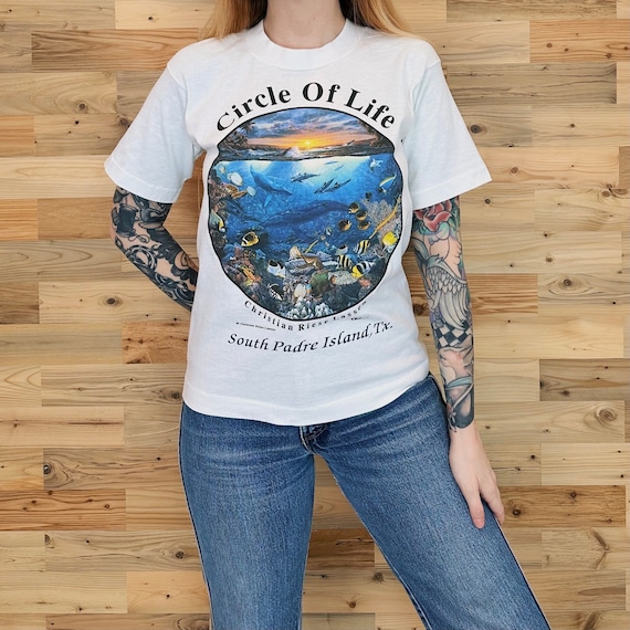 Vintage Christian Riese Lassen Circle of Life Art Print Tee Shirt