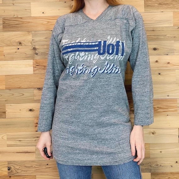 University of Illinois Fighting Illini 80's Vintage Jersey-Style Tee Shirt T-Shirt