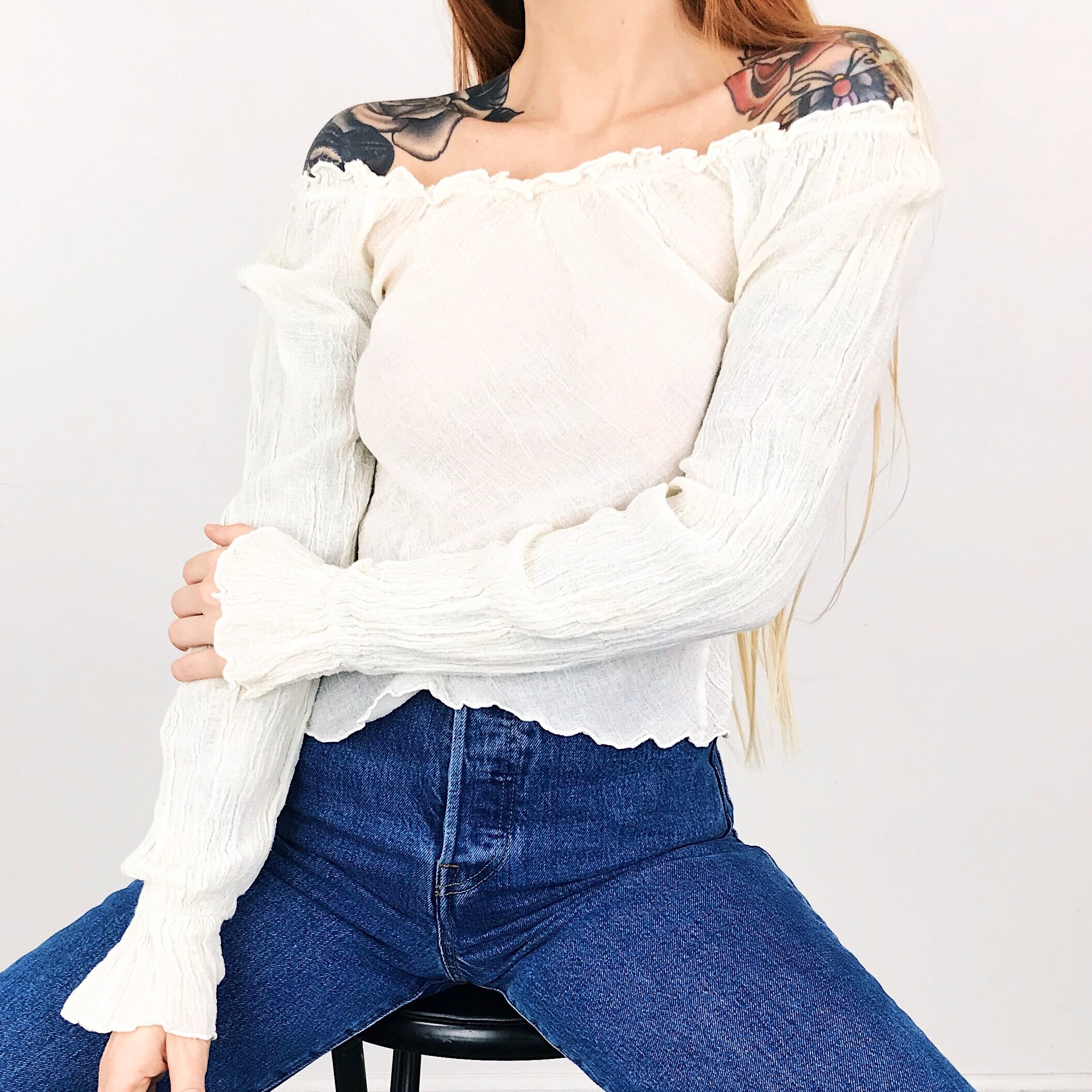 white button front blouse