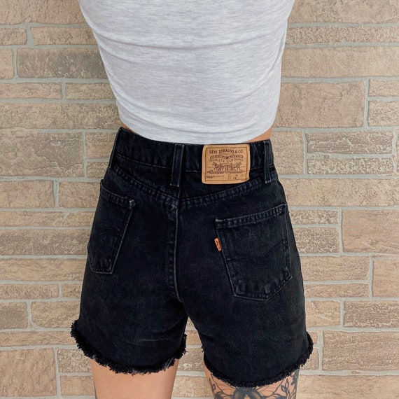 Levi's Black Denim Orange Tab Shorts / Size 24