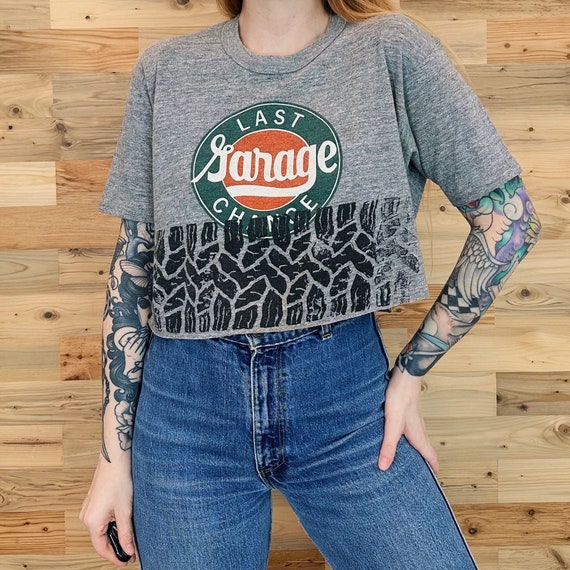 80's Vintage Last Chance Garage Vintage Cropped Tee Shirt