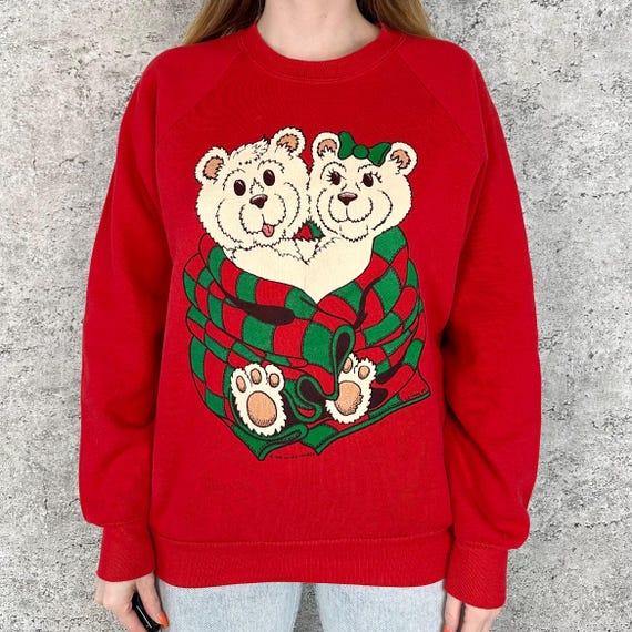 80's Christmas Teddy Bear Vintage Holiday Sweatshirt