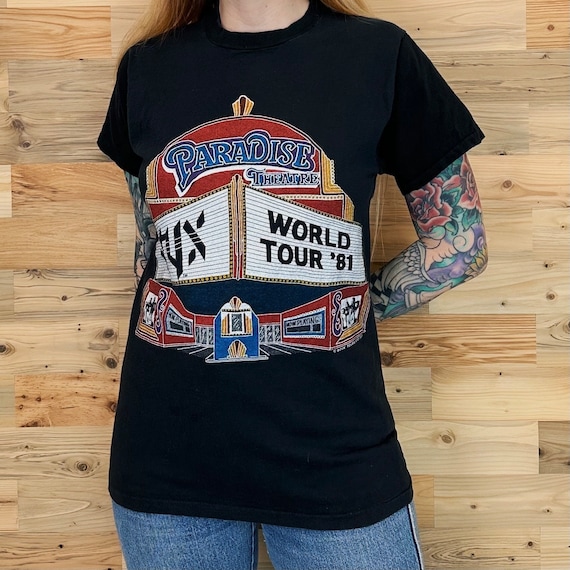Vintage 1981 Styx World Tour Paradise Theatre Rock Band Music Tee Shirt T-Shirt