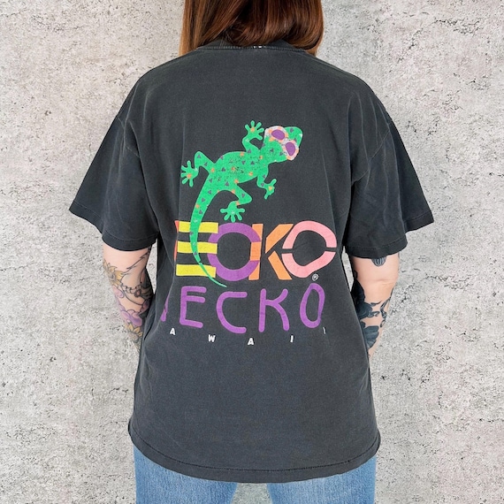 Hawaii Decko Gecko Vintage Faded Worn 90's Tee Shirt T-Shirt