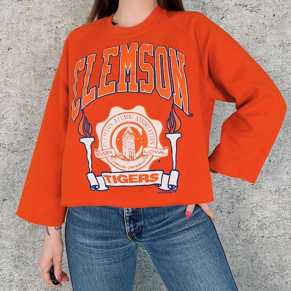 Clemson University Tigers Vintage Pullover Cropped Sweatshirt