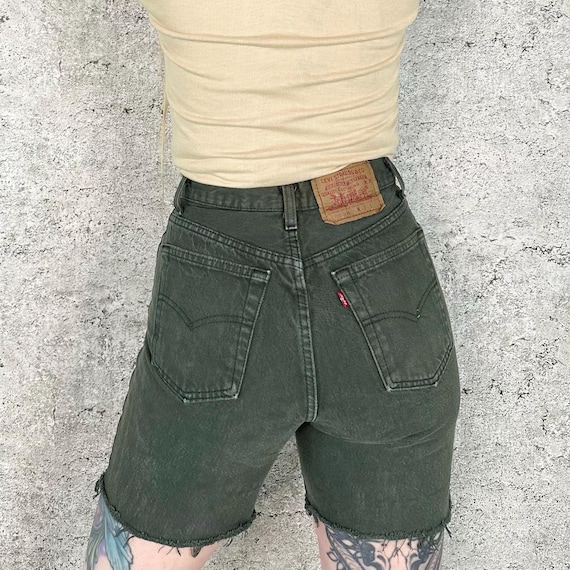 Levi's 501 Vintage Green Denim Cut Off Jean Shorts / Size 26 27