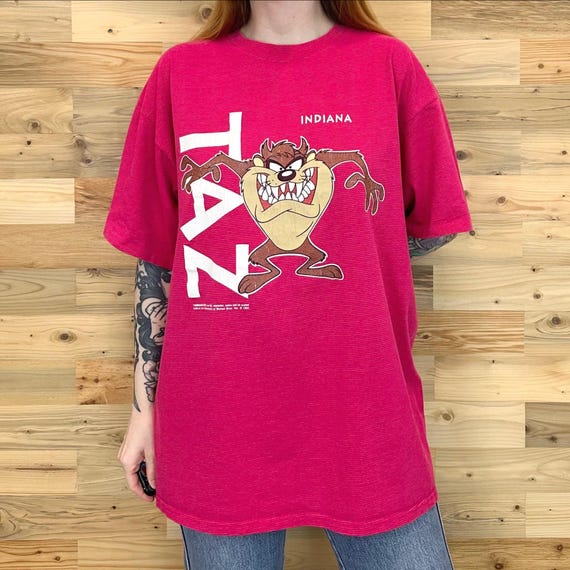 Looney Tunes 90's Taz Tasmanian Devil Vintage Indiana Striped Tee Shirt T-Shirt